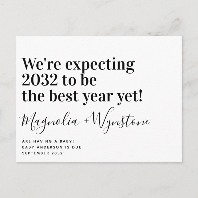 We're expecting Bold Typography Modern Pregnancy  Announcement Postcard (Front)