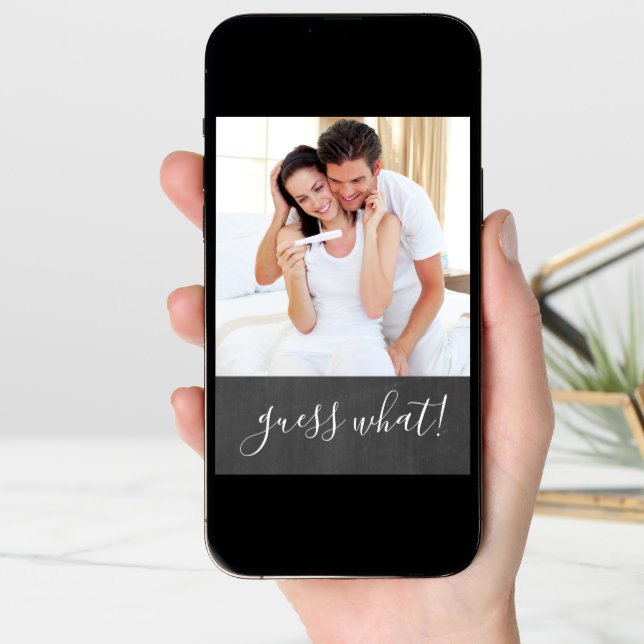 We're Expecting Chalkboard Photo Pregnancy Announcement (Front Digital)