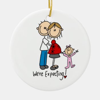 We're Expecting Couple With Toddler Girl Ornament by stick_figures at Zazzle