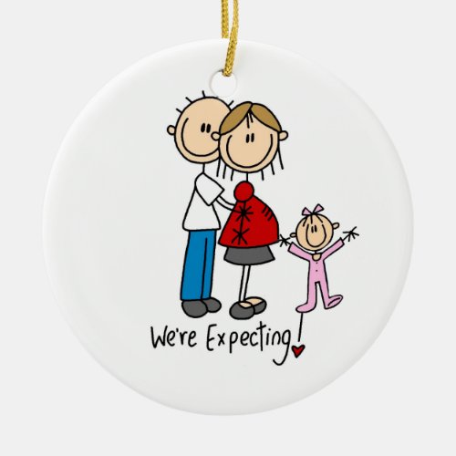 Were Expecting Couple with Toddler Girl Ornament