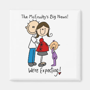 We're Expecting Family Dad Mom Toddler Girl Magnet