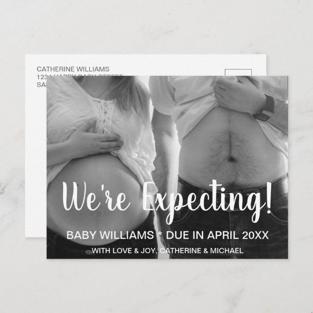 We're Expecting Funny Photo Birth Announcement (Front/Back)
