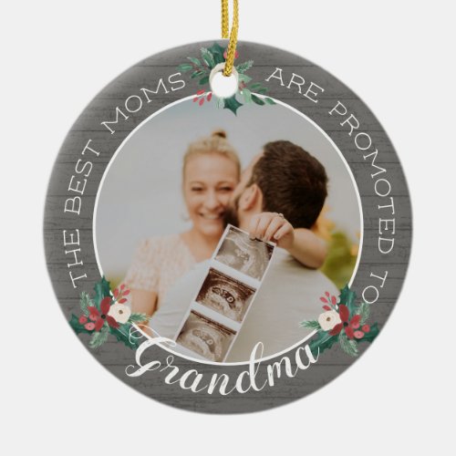 Were Expecting Holiday Announcement with Photo Ce Ceramic Ornament