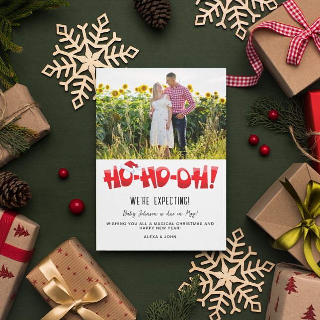 We're Expecting New Baby Photo Christmas Holiday Postcard (Creator Uploaded)