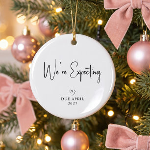 We're Expecting Parents Photo Baby Due 2027 Ceramic Ornament
