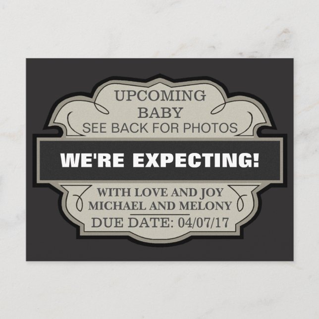 We're Expecting! Personalized Announcement Postcard (Front)