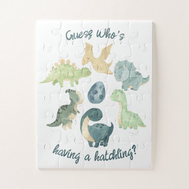 We're Expecting Pregnancy Announcement Dino Egg Jigsaw Puzzle (Vertical)