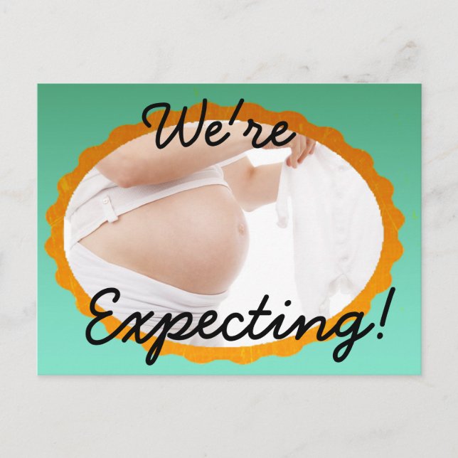 We're Expecting! Pregnancy Announcement Post Card (Front)