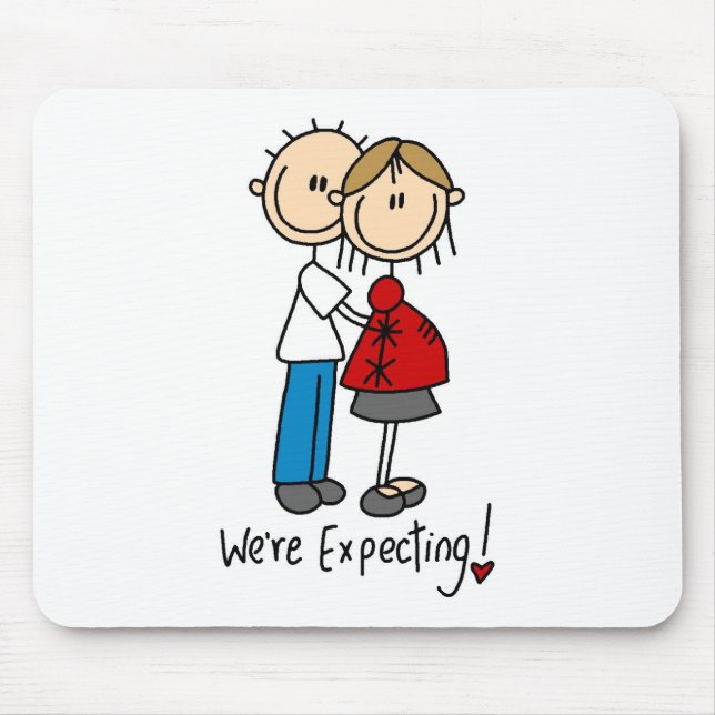 We're Expecting! Pregnant Stick Figure Mousepad (Front)