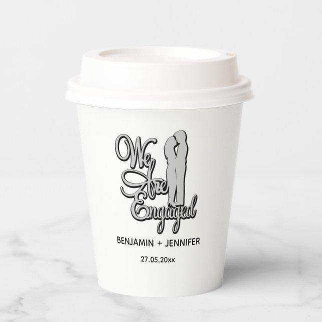 We're Getting Engaged Personalized Wedding Shower Paper Cups (Front)