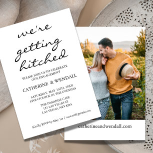 We're Getting Hitched Calligraphy Announcement