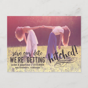 We're Getting Hitched   Custom Photo Save the Date Announcement Postcard