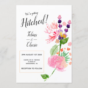 We're Getting Hitched Floral Wedding Invitation
