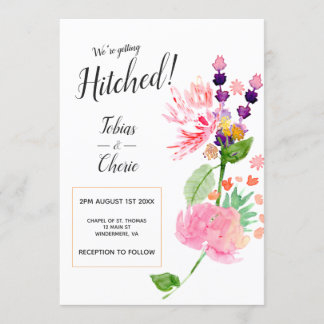 We're Getting Hitched Floral Wedding Invitation
