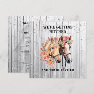 We're Getting Hitched Western Wedding Invitation