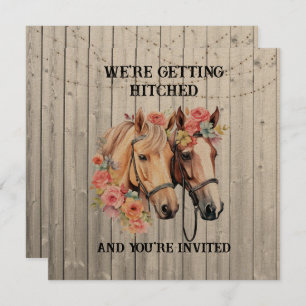 We're Getting Hitched Western Wedding Invitation