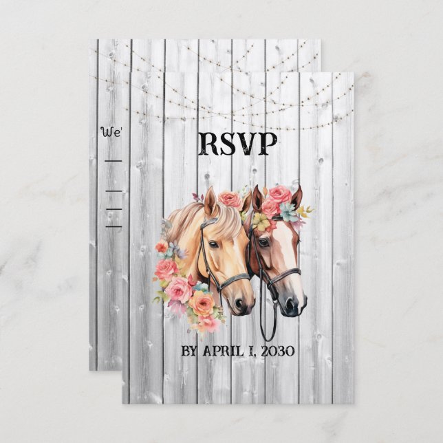 We're Getting Hitched Western Wedding RSVP Card (Front/Back)