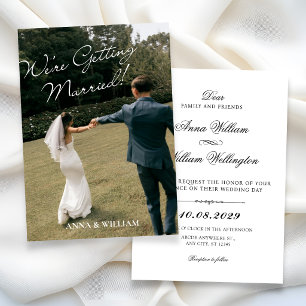 We're getting married minimalist photo wedding invitation