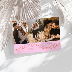 We're Getting Married Multi Photo Orange Pink Save The Date