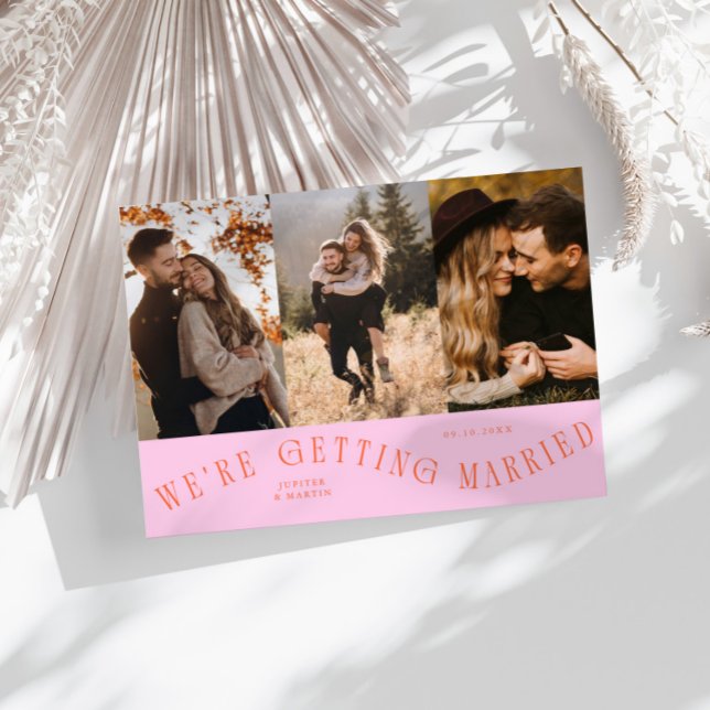 We're Getting Married Multi Photo Orange Pink Save The Date (Creator Uploaded)