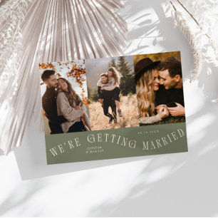 We're Getting Married Multi Photo Sage Green Save The Date