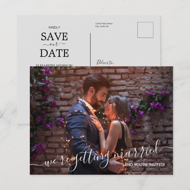 We're Getting Married Photo Wedding Save the Date Announcement Postcard (Front/Back)