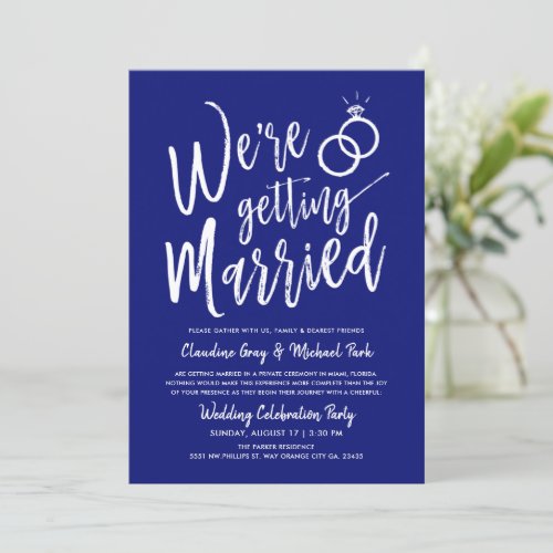 Were Getting Married Post_Wedding Navy Blue Invit Invitation