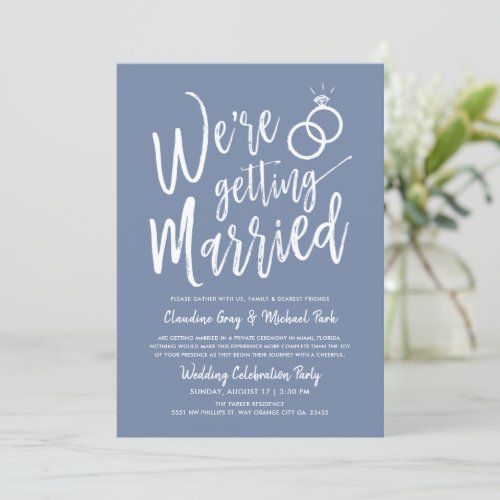 Were Getting Married Post_Wedding Pigeon Blue Invitation