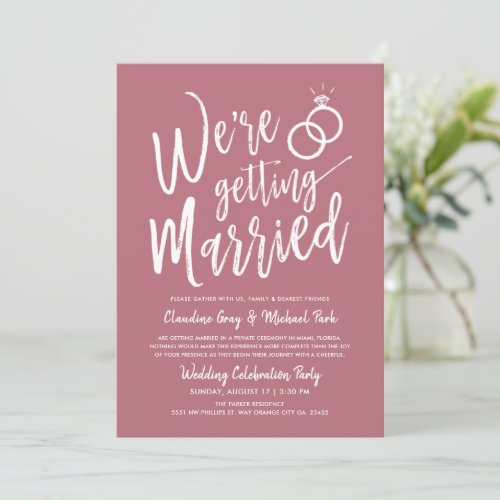 Were Getting Married Post_Wedding Solid Rose Gold Invitation