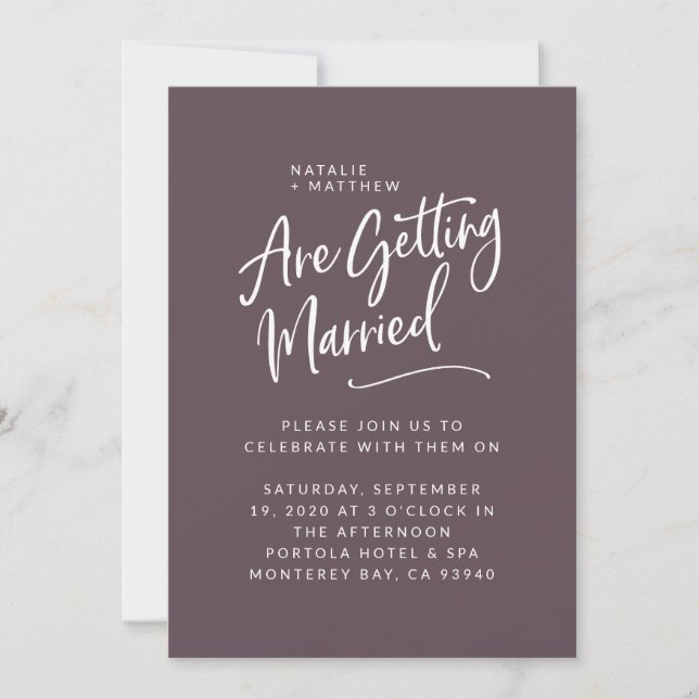 We're getting married script wedding invitation (Front)