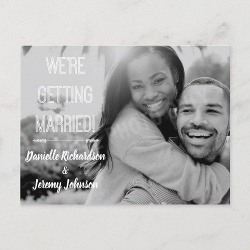 Were Getting Married Simple Photo Engagement Announcement Postcard