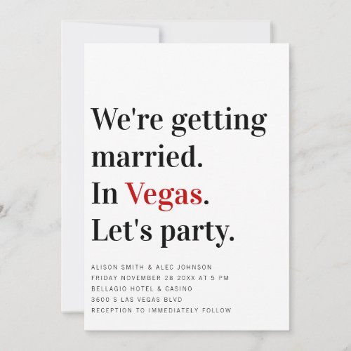 Were Getting Married Vegas Wedding Invitation