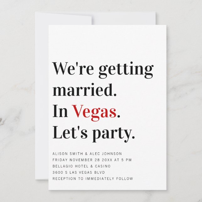 We're Getting Married Vegas Wedding Invitation (Front)