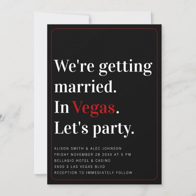 We're Getting Married Vegas Wedding Invitation (Front)
