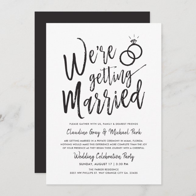We're Getting Married | Wedding After Party  Invit Invitation (Front/Back)