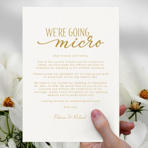 Were Going Micro Downsize Wedding Announcement Postcard