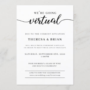 We're Going Virtual Quarantine Wedding Invitation