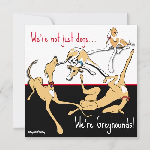 Were Greyhounds Black white and red theme Holiday Card