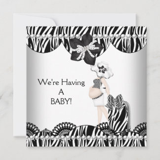 We're Having A BABY! Black White Zebra Expecting Announcement