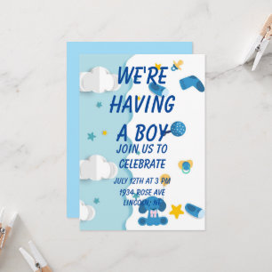 We're Having A Boy Invitation Baby Shower