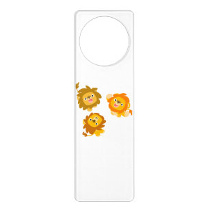 Cartoon Lion Door Hangers Zazzle We Re Here Cute Cartoon Lions Door Hanger