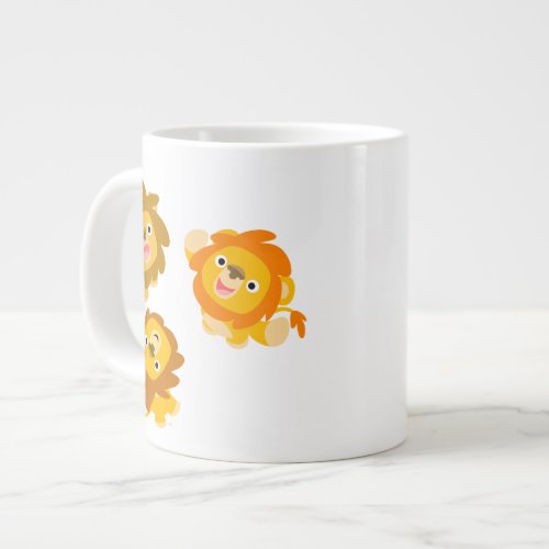 Were Here Cute Cartoon Lions Jumbo Mug