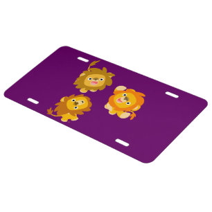 We're Here! Cute Cartoon Lions License Plate Cover