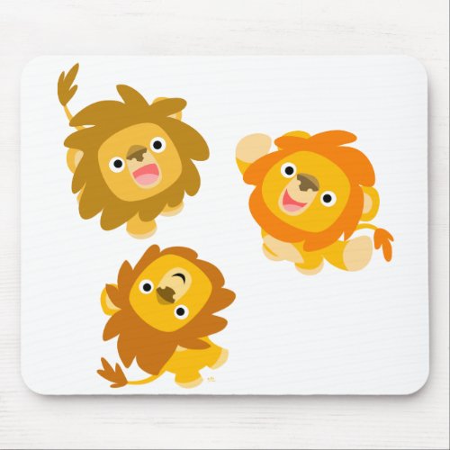 Were Here Cute Cartoon Lions Mousepad