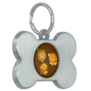 "We're Here!!" Cute Cartoon Lions Pet Tag