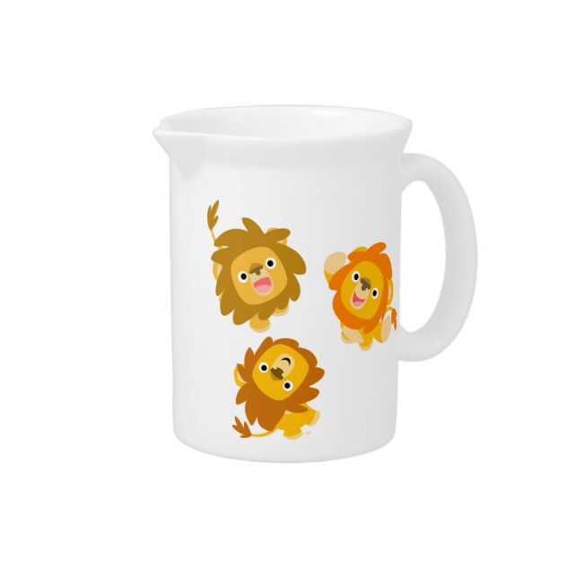 "We're Here!!" Cute Cartoon Lions Pitcher (Right)