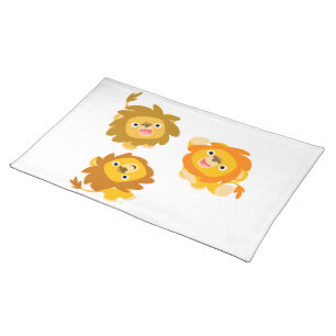 "We're Here!!" Cute Cartoon Lions Placemat