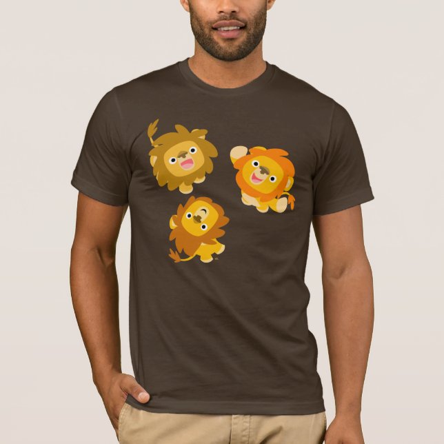 "We're Here!!" Cute Cartoon Lions T-shirt (Front)