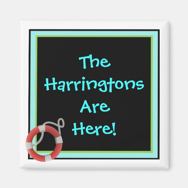 We're Here Personalized Stateroom Door Marker Magnet (Front)