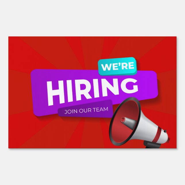 We're Hiring Megaphone Sign (Front)